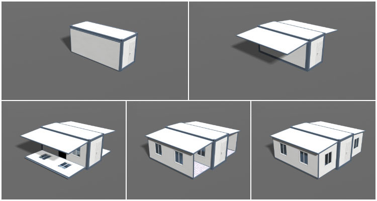 บ้านสำเร็จรูปสามห้องนอนที่ทันสมัยอาศัยบ้านคอนเทนเนอร์แบบขยายได้