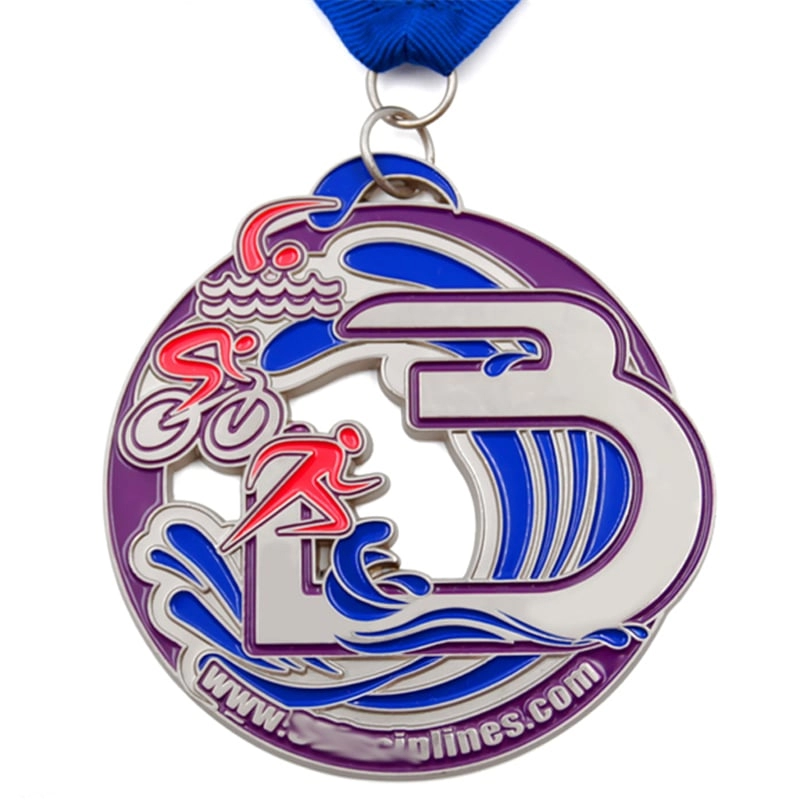 เหรียญไตรกีฬาจักรยานวิ่งว่ายน้ำแบบกำหนดเองจากโรงงาน